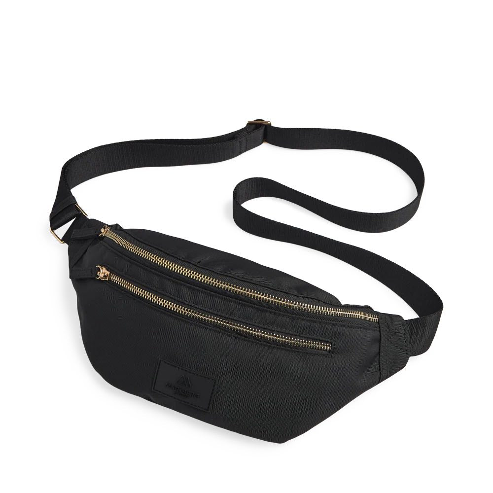 CargoMBG Gürteltasche. Unisex. Schwarz mit Golddetails. Recyceltes Polyester. Markberg