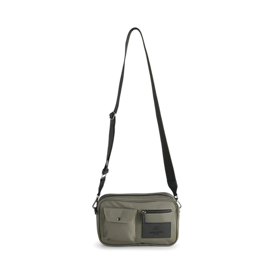 DarlaMBG crossbody water-repellent bag. Medium. Unisex. Olive green. 100% recycled polyester. Markberg
