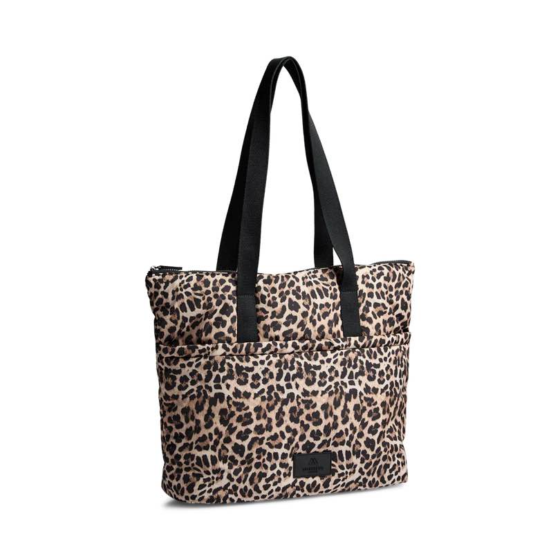PerryMBG Shopper taske med leopard prints. Sort og beige. Recycled polyester. Markberg