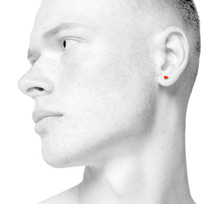 Sign Heart nano ørestikker. Neon rød orange. Sterling sølv. Scherning København