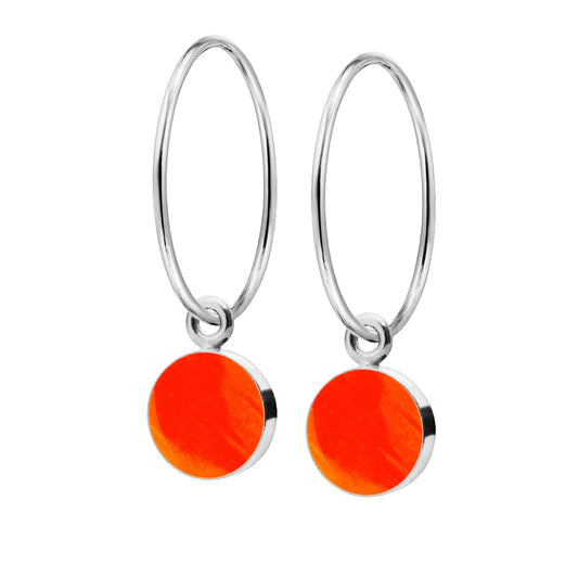 Creolen mit Schild. Neonorange. Sterlingsilber. Scherning Copenhagen