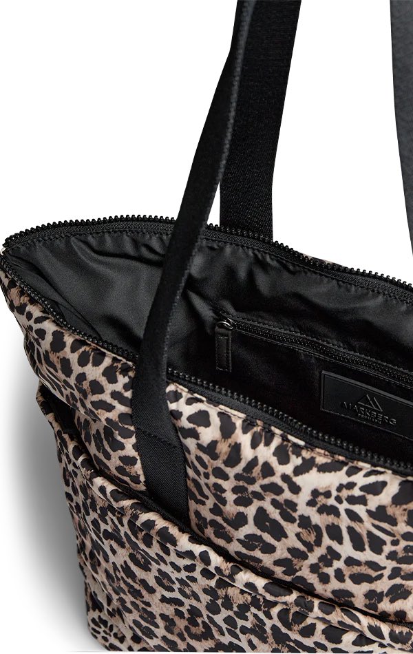 PerryMBG Shopper taske med leopard prints. Sort og beige. Recycled polyester. Markberg