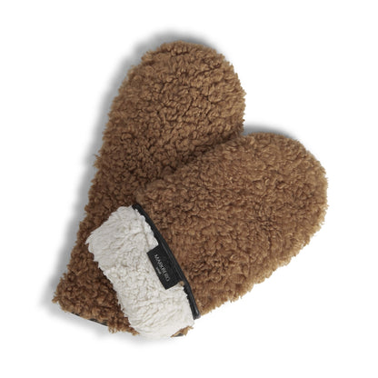 EllyMBG mittens. Brown with black. Fur in recycled polyester. Marberg