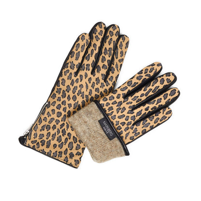 KathMBG Glove damehandske.r Leopard print. Læderskind. Touch funktion. Markberg