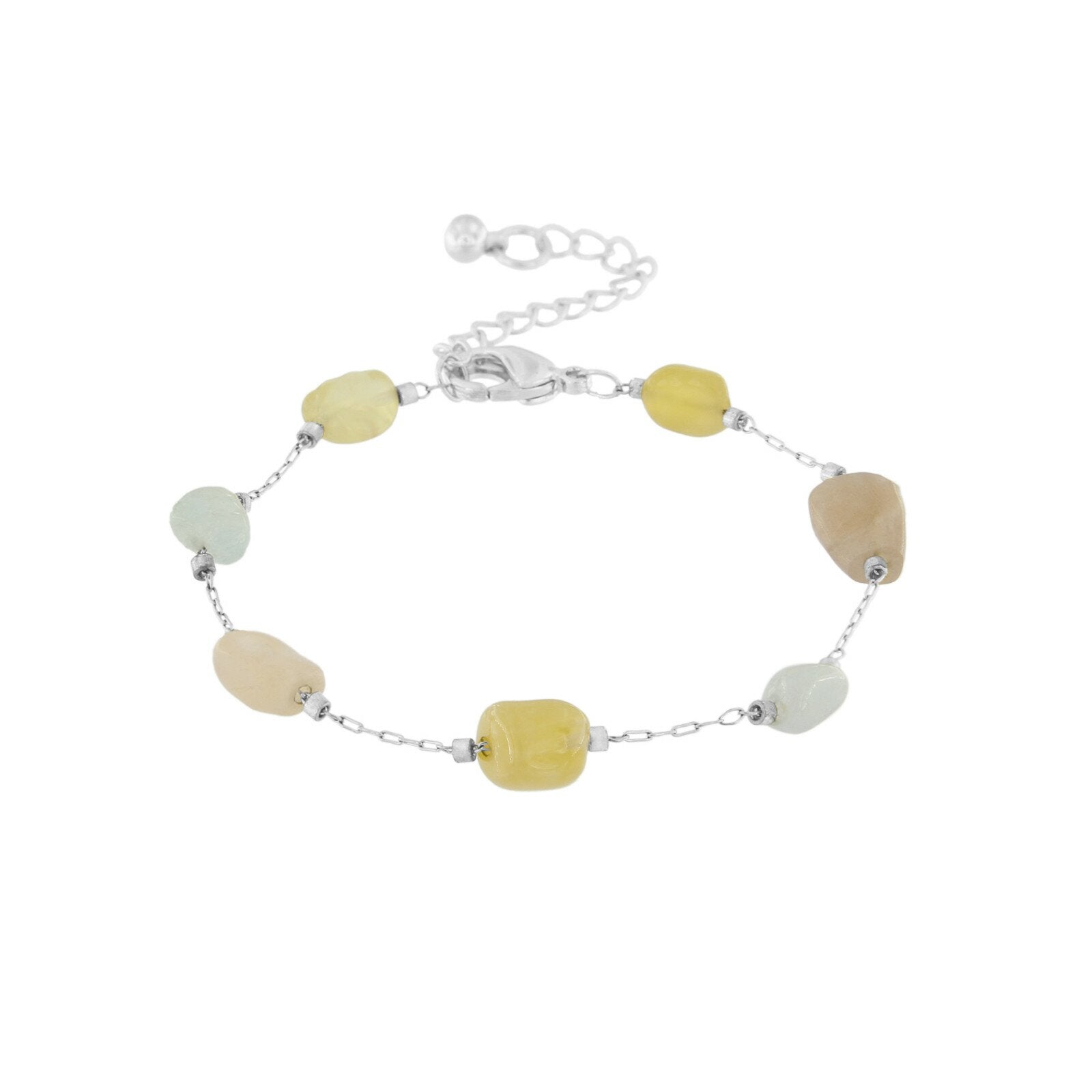 Cecil armbånd med natursten. Sølvbelagt