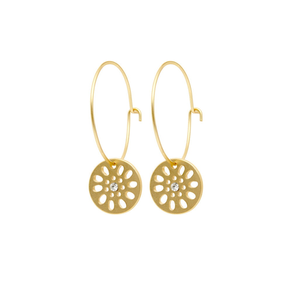 Daisy Hoop Earrings. Gold plated. Danish Copenhagen