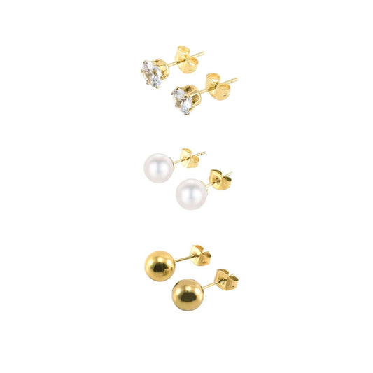Joy Waterproof 3 earring set. 18K gold plating. Danish Copenhagen