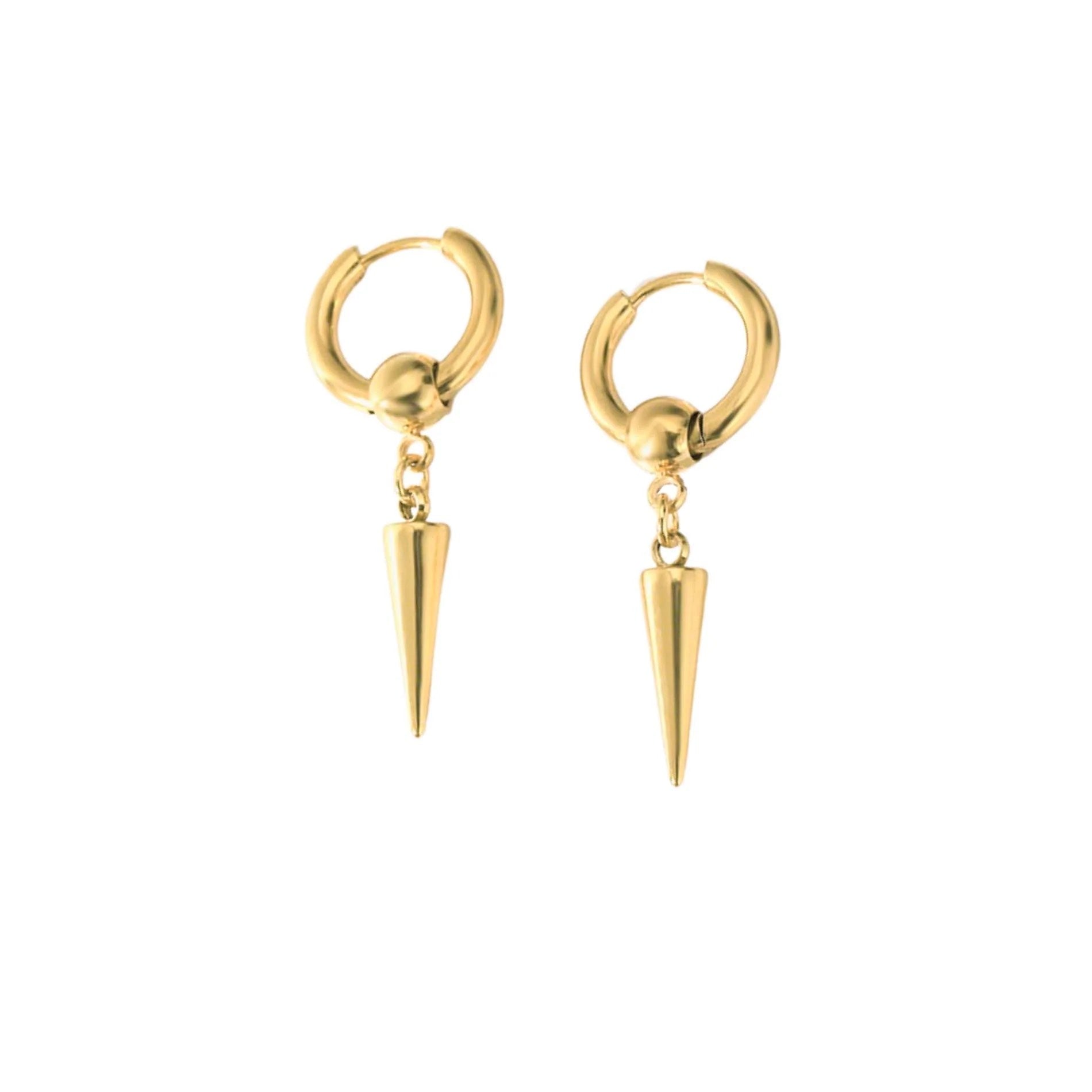 Joy Waterproof Spike Hoop øreringe. 18K. guld plating