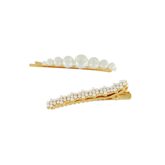 Hair Clip Pearl Flower. Gold plated and pearls. Danish Copenhagen