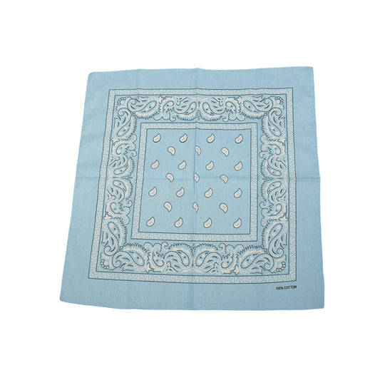 Classic scarf with bandana prints. Unisex. 100% cotton. Light blue. UpdateCPH