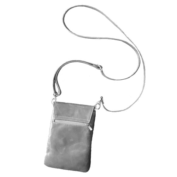 Mobiltaske med rem Skagen. Ægte læder. Lyseblå mint. Cosystyle