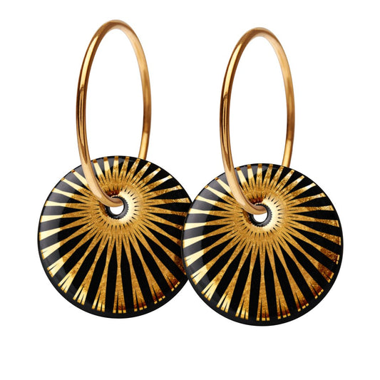 Splash creole earrings. Black and gold. Scherning Copenhagen