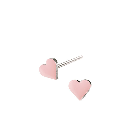 Spot earrings.Heart. Light pink. Silver. Scherning Copenhagen