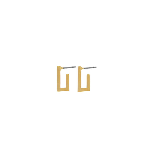 Theia Small Open Square earring. Gold plated. Danish Jewelery Art