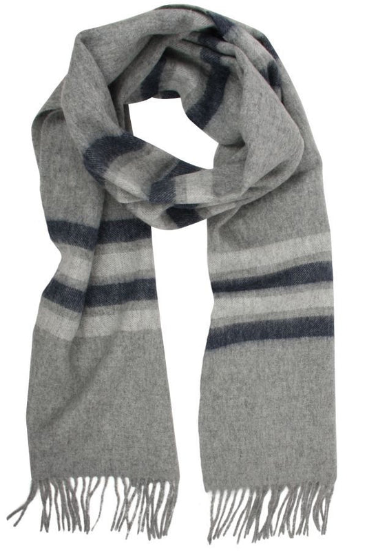Winter scarf for men. Blue and gray. 100% wool. Connexion Tie
